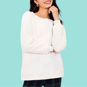 LOFT Women’s White/Cream Pullover Sherpa Sweatshirt Size Small Petite